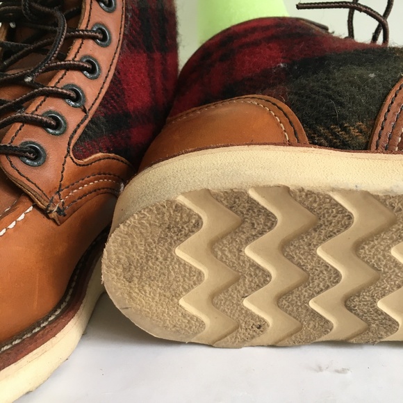 Red Wing x Woolrich Boots Collaboration Brown Classic Work Boot Plaid - Picture 11 of 14